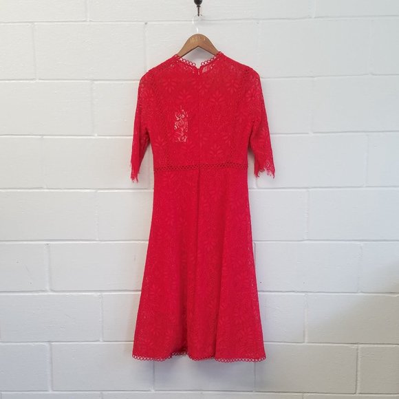 Red Lace Dress, Below the Knee METISU M NWT - Picture 2 of 11